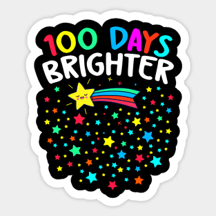 100 Days Brighter Happy 100 Days Of School Teachers Kids Sticker